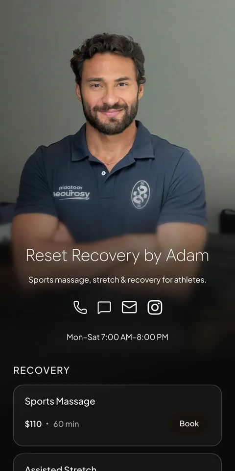 Reset Recovery by Adam booking page
