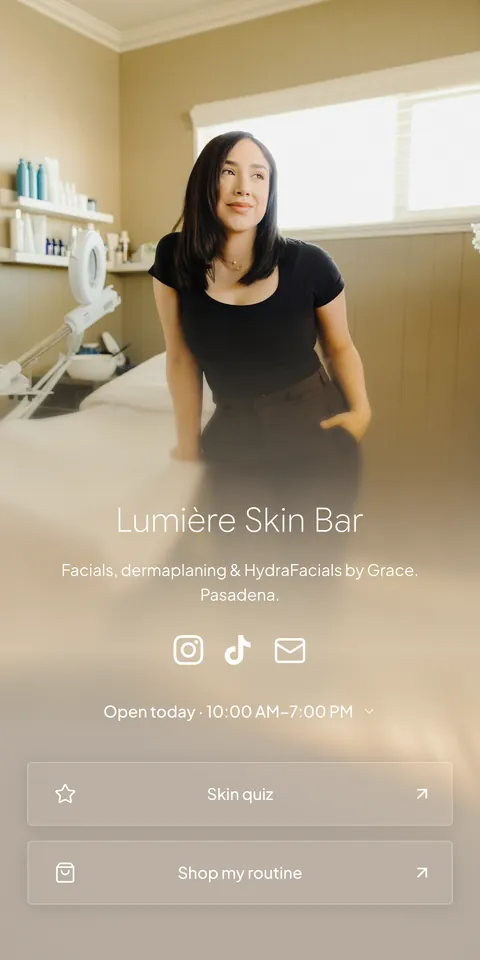 Lumière Skin Bar booking page