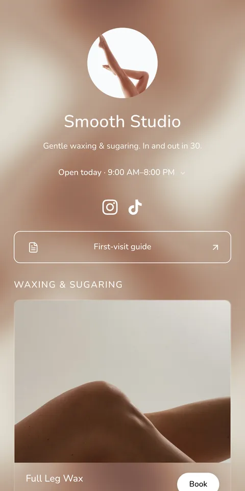 Smooth Studio booking page